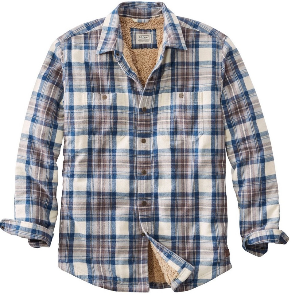 NWOT L.L. Bean Men's Plaid Sherpa Jacket